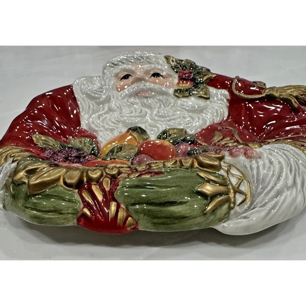 Fitz Floyd Santa Claus Renaissance Cookie Plate Christmas Serving Dish Vtg